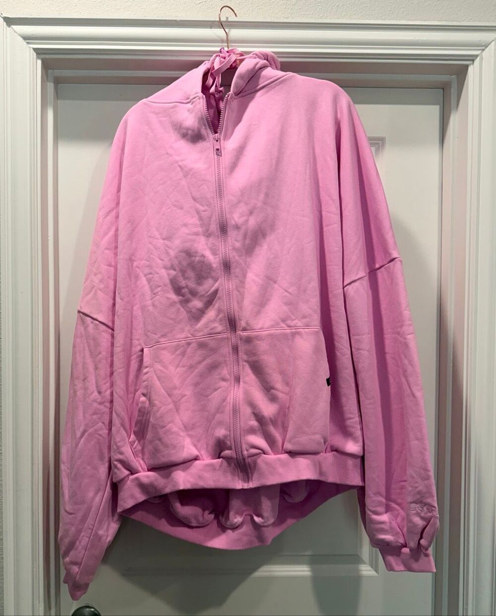 Popflex Pink Oversized Zip Cloud Hoodie Sweatshirt Full Zip Pocket 1X/3X